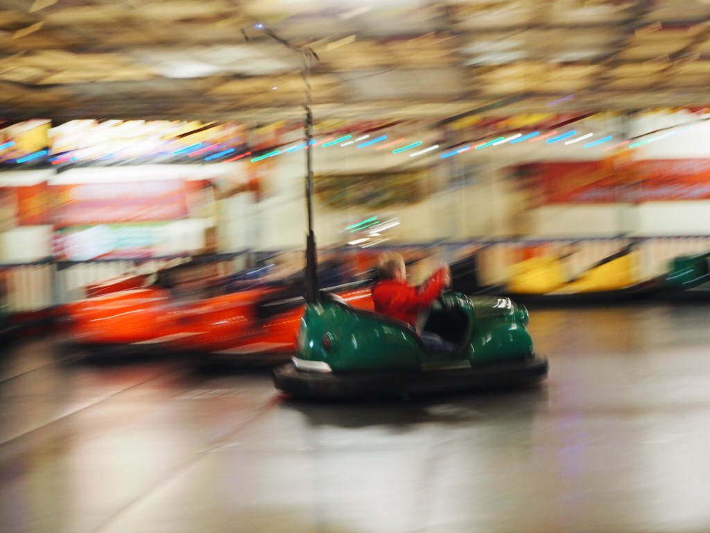 Boy on Folly Farm bumper cars