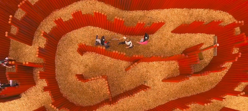 aerial shot of pirate playground maze film