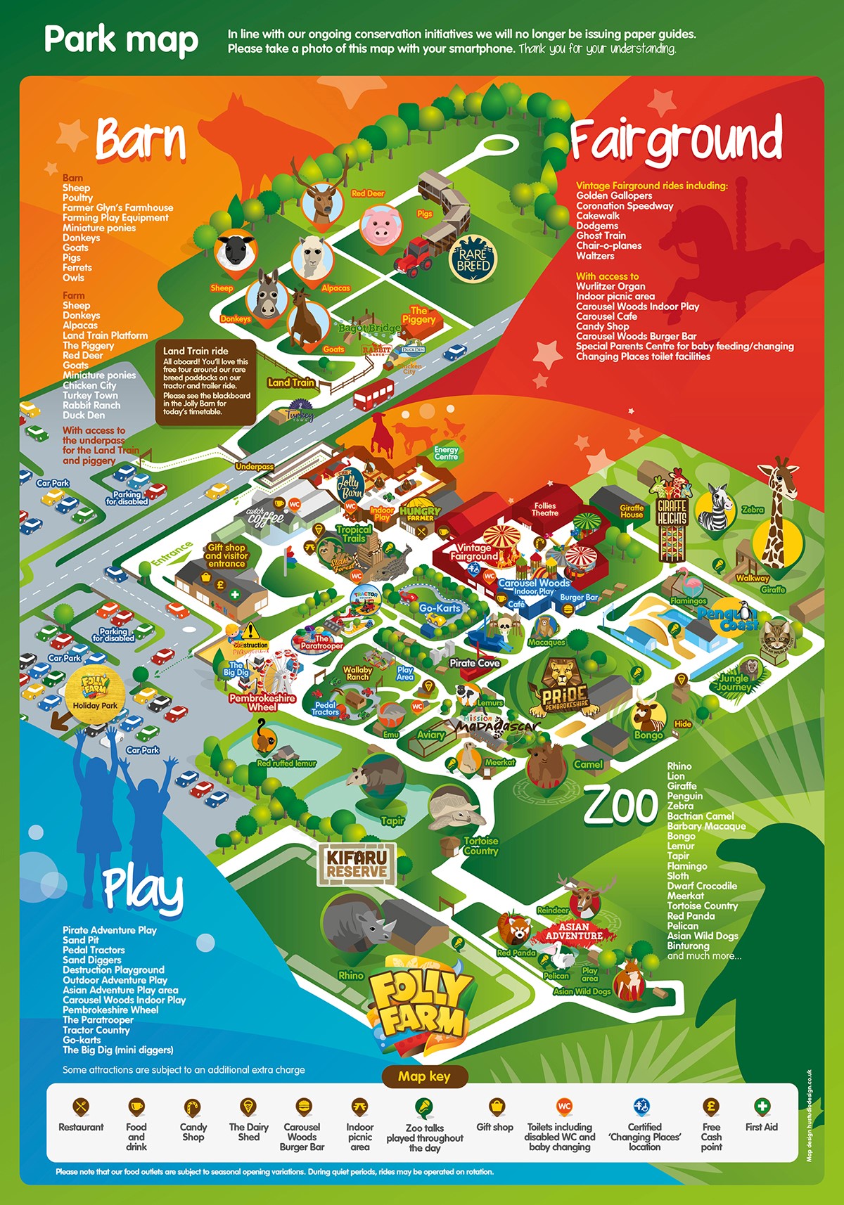 Map of Folly Farm Adventure Park and Zoo in Pembrokeshire
